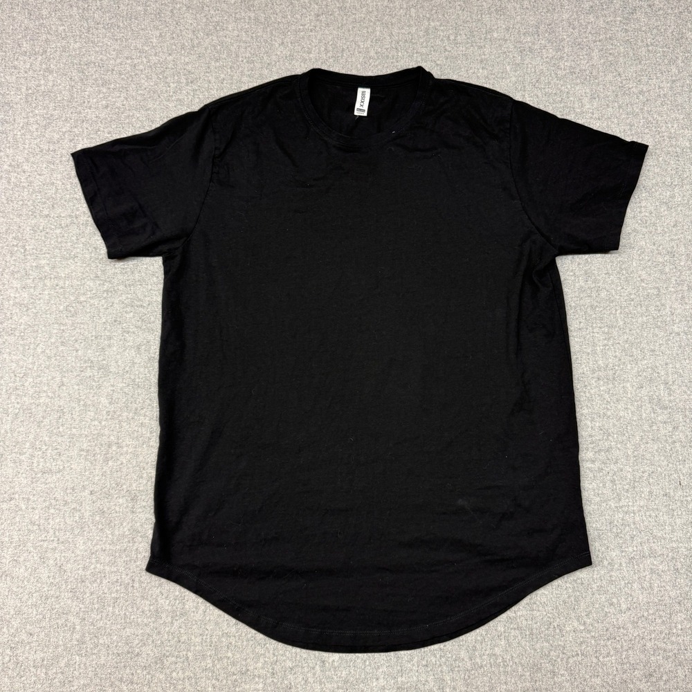 Basixx by UCXX Short Sleeve T-Shirt 3XL Black Curved Drop Tail Hem Cotton Tee